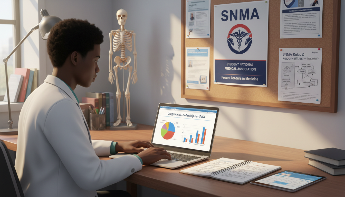 Medical student documenting leadership projects and impact metrics -  for Structuring a Longitudinal Leadership Portfolio Fro