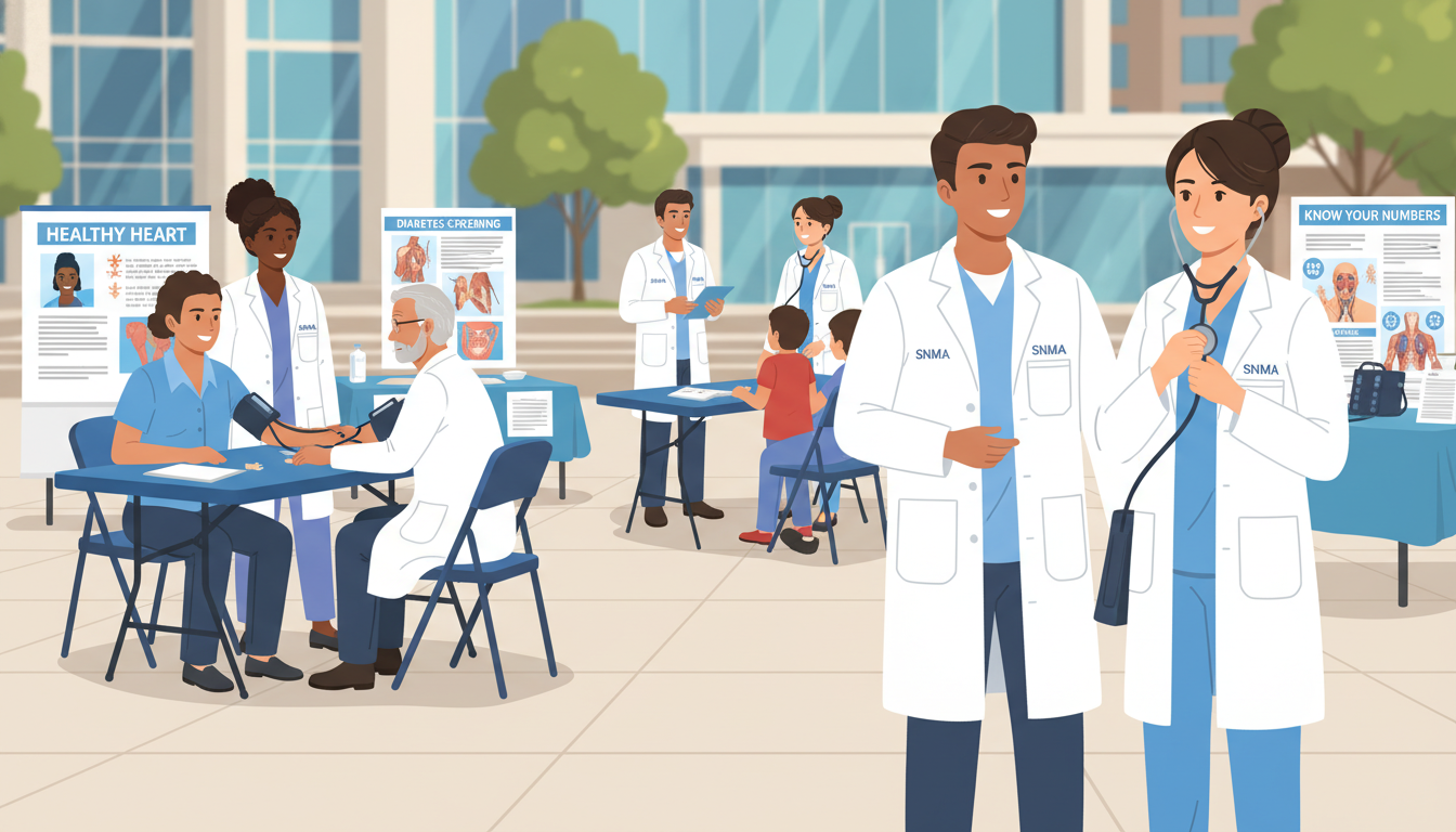 Medical students at an SNMA community health fair -  for Which SNMA Roles Look Strongest on Med School and Residency Applicat