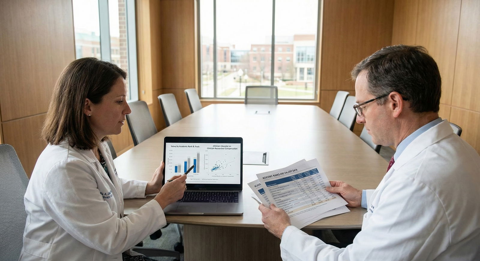 Young physician debating academic career path in an office -  for Anxious About Academic Politics: Can I Teach Without Playin