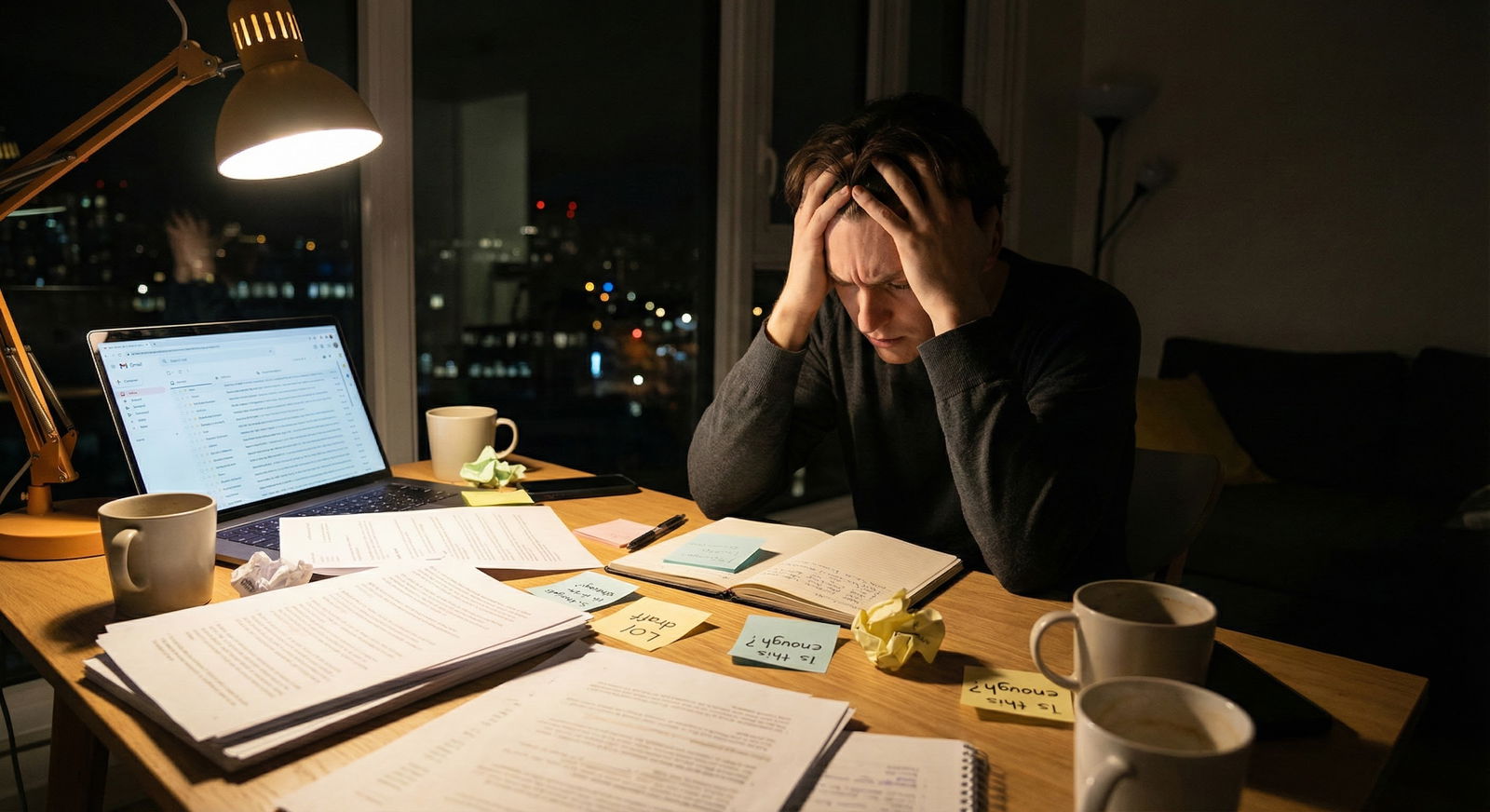 Medical resident reviewing letter of intent drafts on laptop -  for Should I Send a Letter of Intent to Every Program I Inter