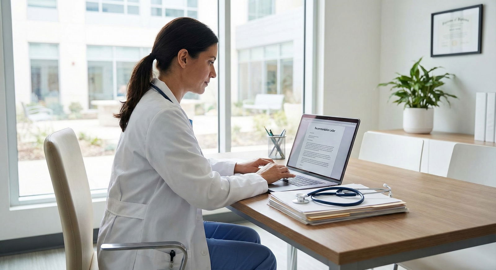 Attending physician writing a recommendation letter in an office -  for How IMGs Can Show Progressive Responsibility Across U