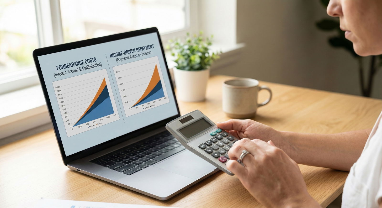 Single parent resident reviewing finances late at night -  for Single Parent in Residency: Managing Childcare Costs and Loan
