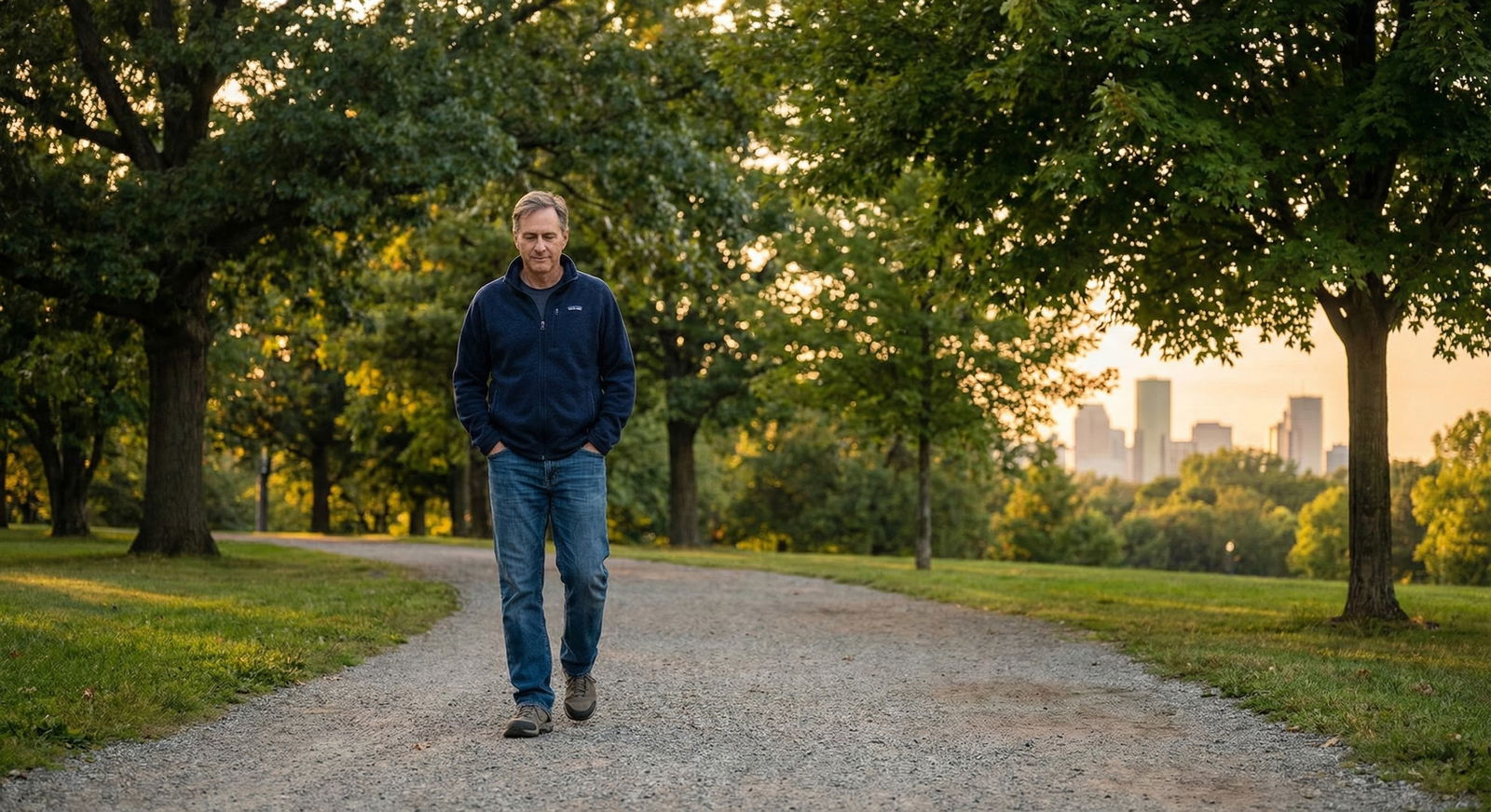 Clinician walking in a park during late afternoon, decompressing after a difficult clinical event -  for 24 Hours After a Bad