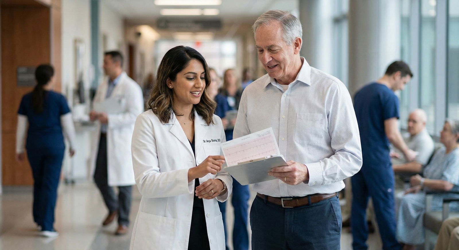 Confident osteopathic resident working with attending physician on hospital ward -  for Will Talking About OMM in Interviews