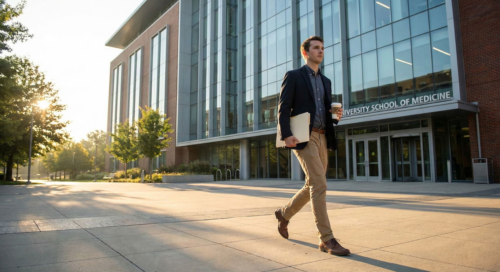 Confident reapplicant walking near a medical school campus -  for If You’re Reapplying This Year: Using LOIs to Show Real Gro