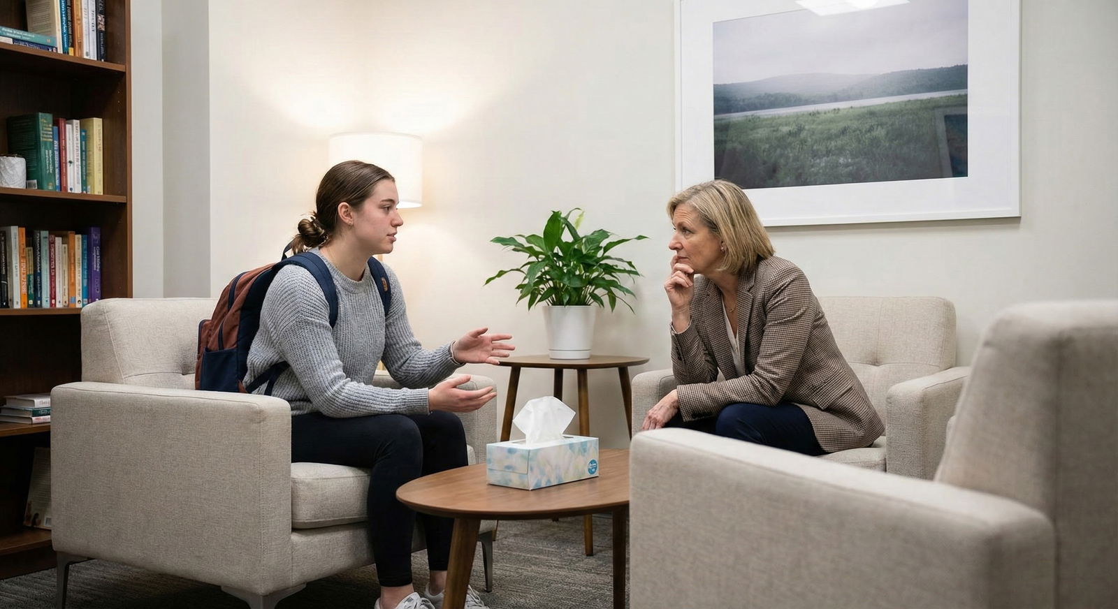 Counseling session for a medical student discussing stress from research commitments Counseling session for a medical student discussing stress from research commitments - for Is It Okay to Drop a Research Pro