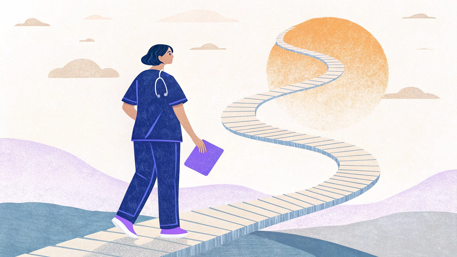 Headline cover: anxious medical student at a fork in the road
