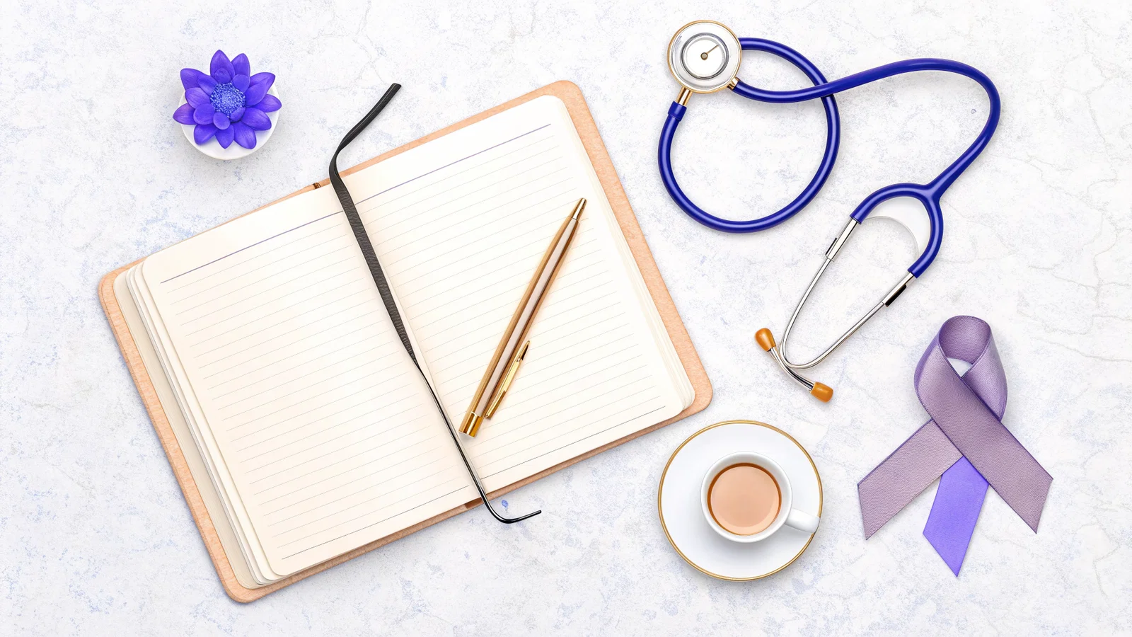 A clean, organized desk with a calendar and professional planner
