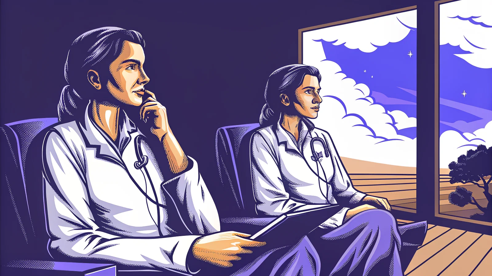Couples Match Anxiety at a Desk with Interview Invitations and a Calendar