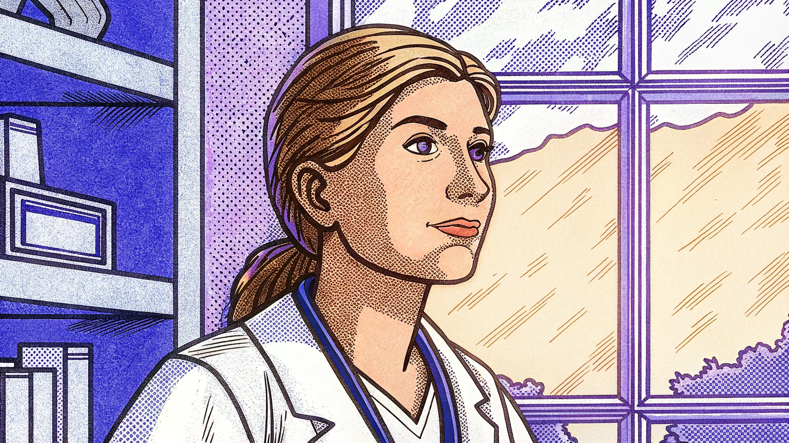 Worried applicant reviewing a teaching dossier at midnight