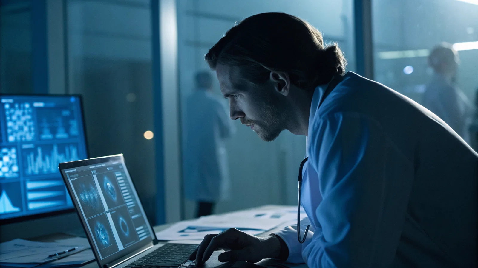 SOAP applicant analyzing program fill data on a laptop