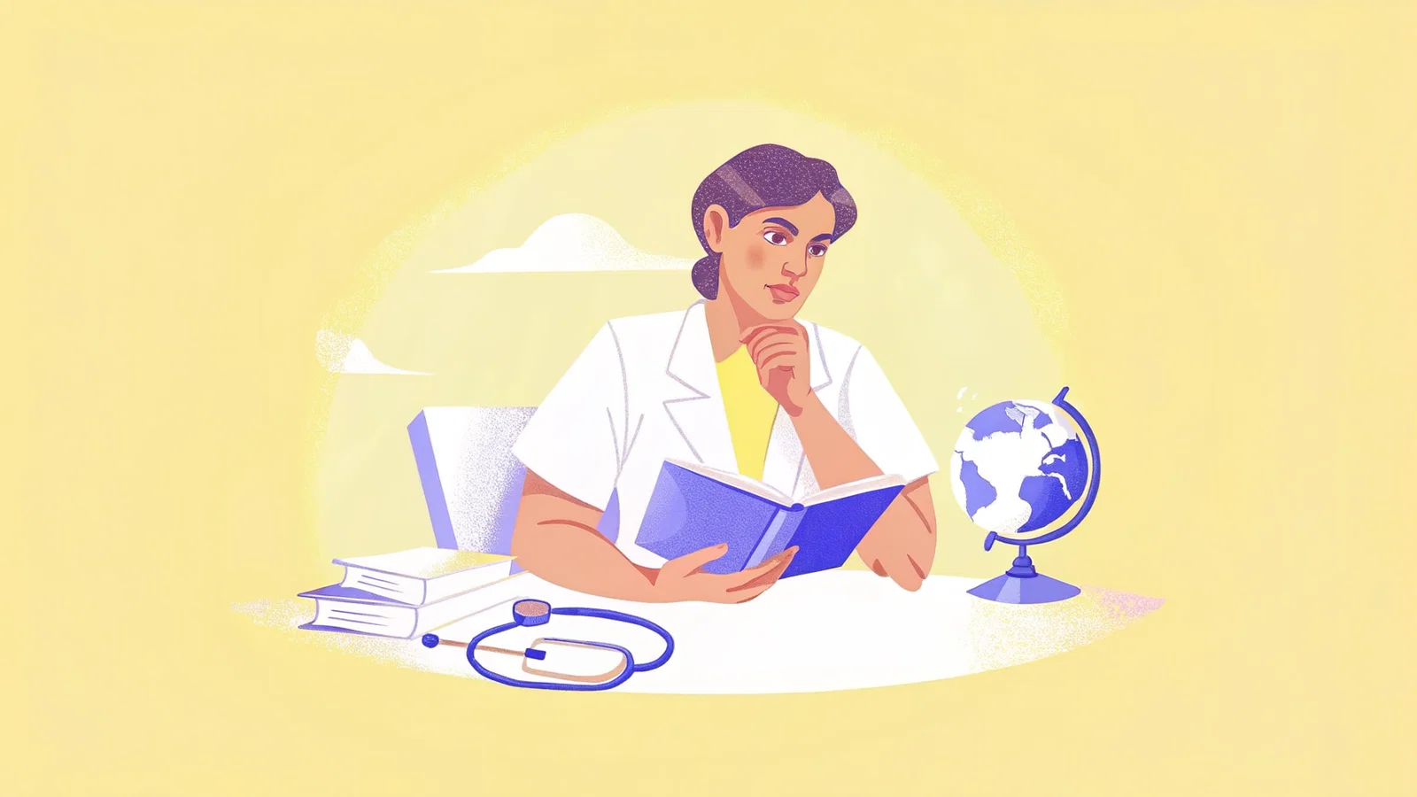 Applicant Reviewing Old Medical Credentials at a Desk