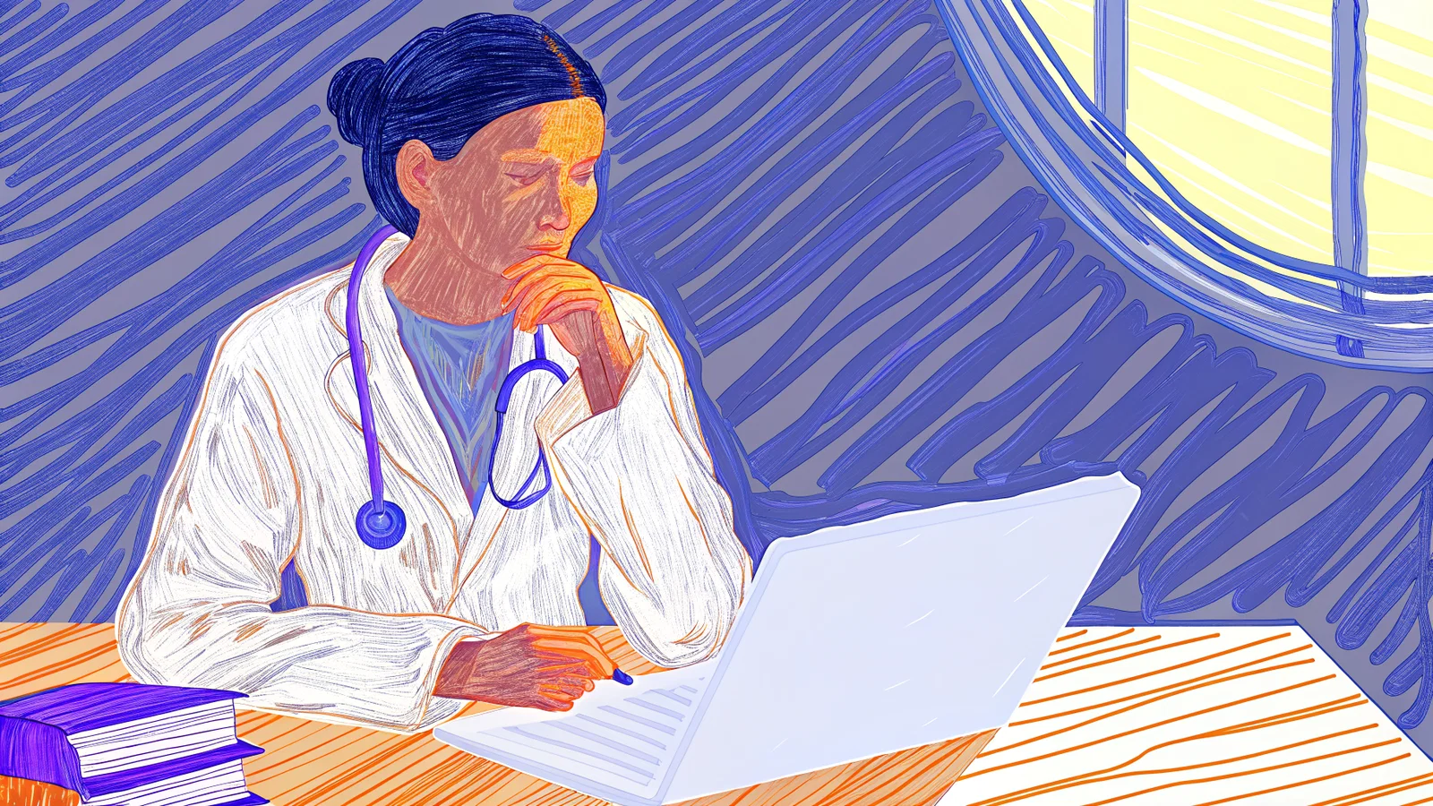 Residency Applicant Writing Personal Statement at a Desk