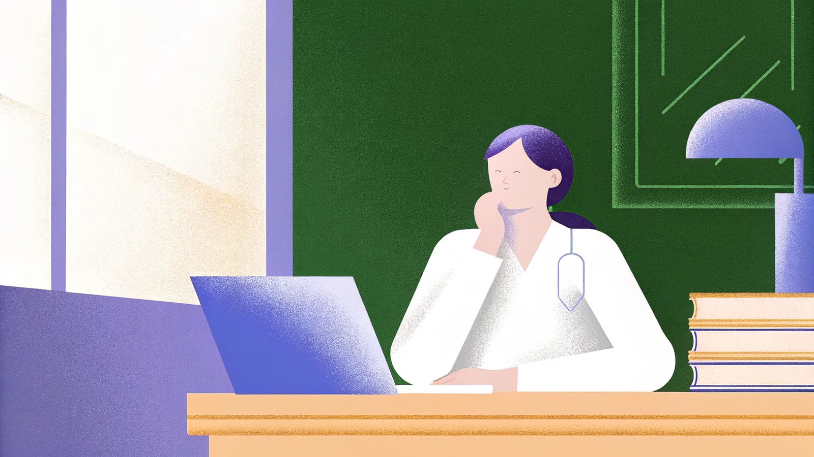 Physician parent reviewing a compensation contract after leave