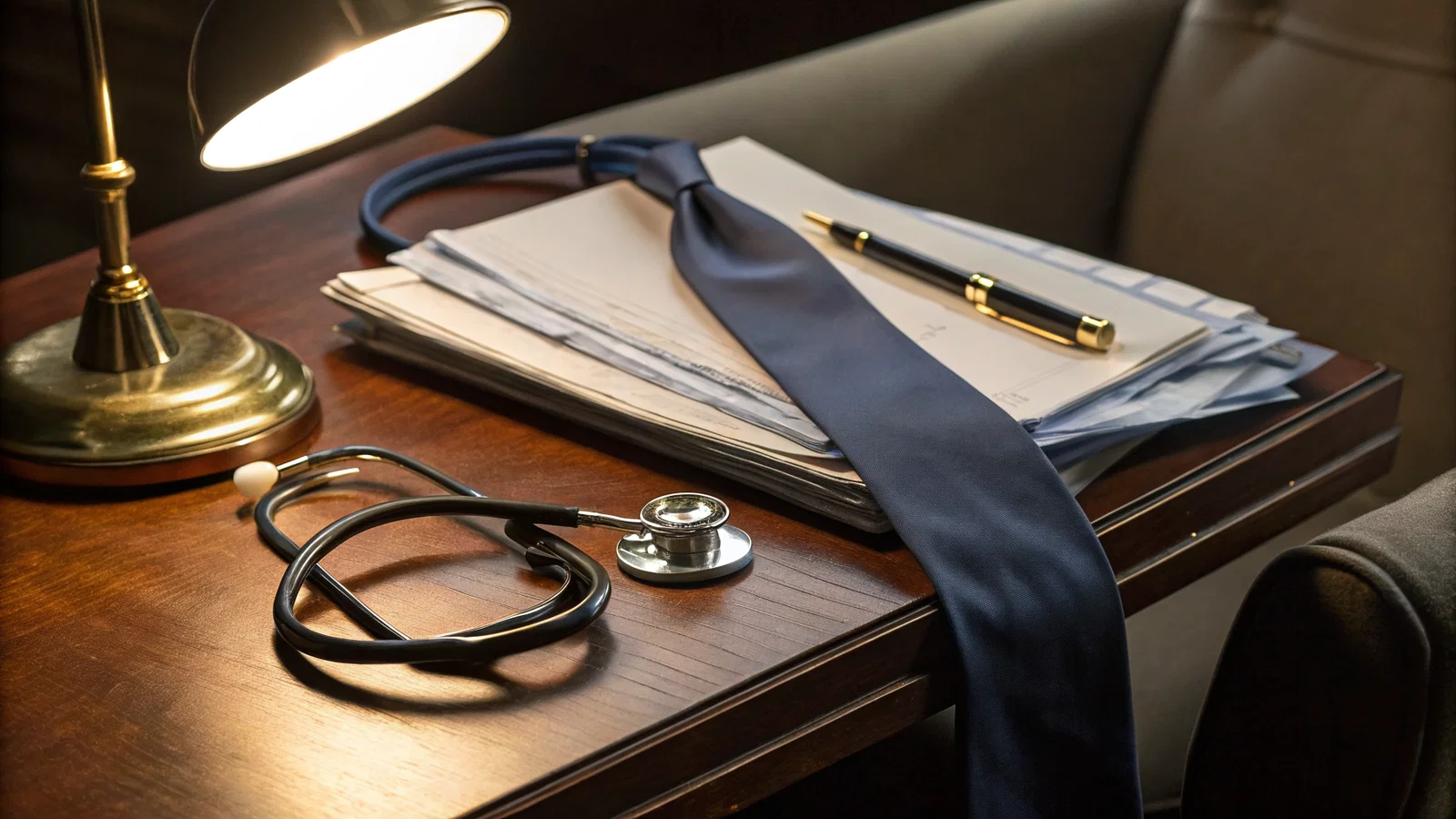 Physician negotiating contract with lawyer