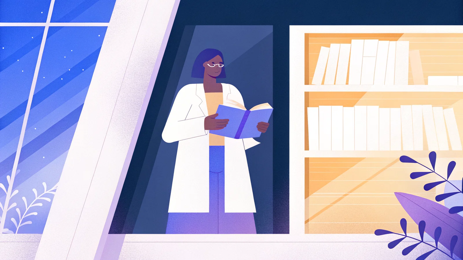 Worried applicant reading residency duty-hour data at night