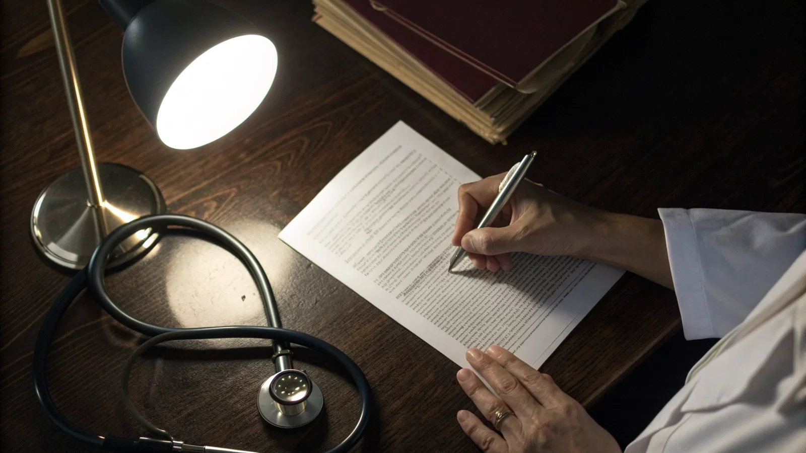 IMG applicant reviewing a residency contract with visa paperwork on a desk