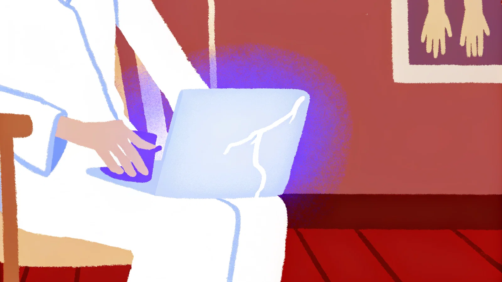 Cover Image: An anxious medical student staring at a Step 2 CK score report on a laptop in a dim study room