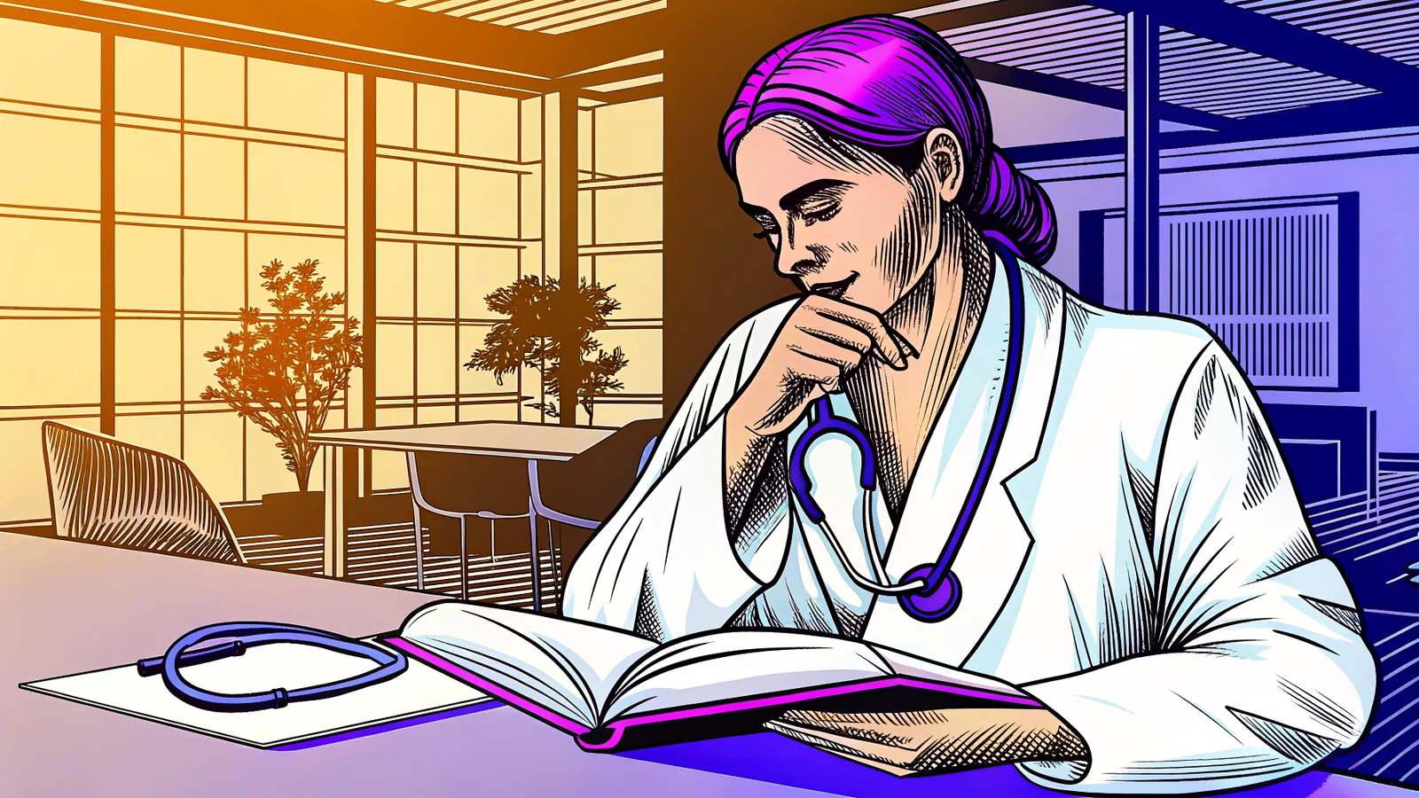 Stressed Resident at Computer