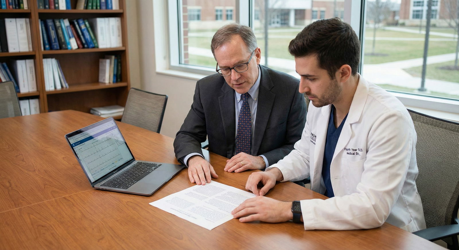 Mentor and medical student reviewing residency application -  for If You Failed a Step Exam Then Passed Low: Rebuilding Credi