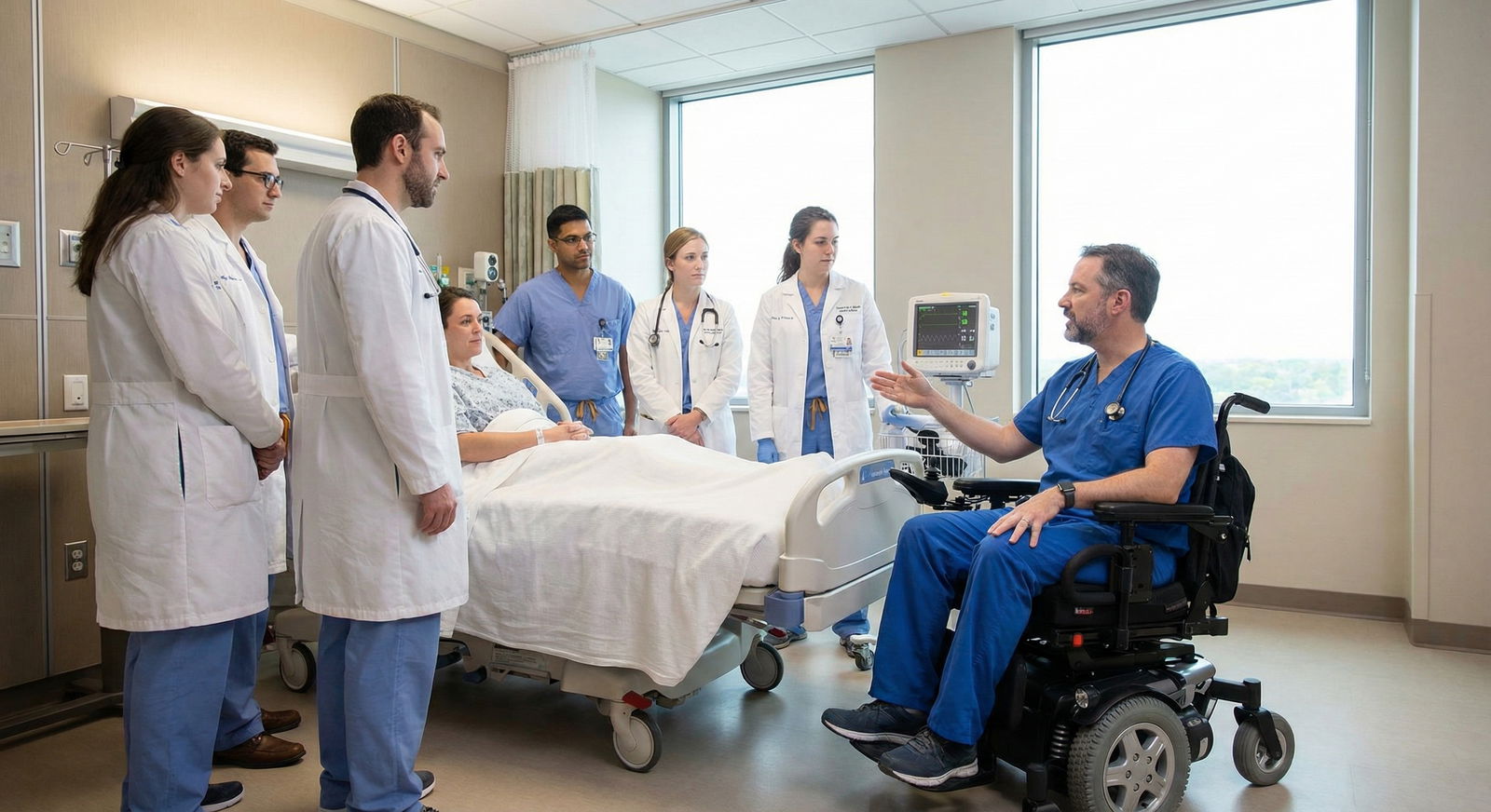 Medical trainee meeting with disability services advisor in a university office -  for Why Some Trainees Get Quietly Steered