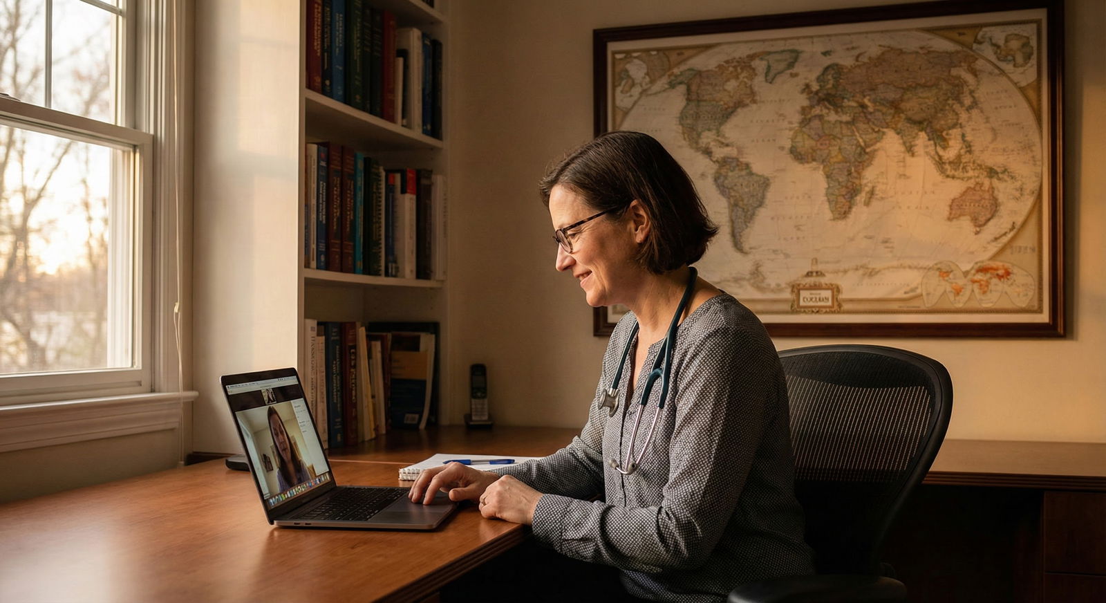 Doctor interviewing for an international position online -  for Where Should I Train If I Know I Want to Work Internationally