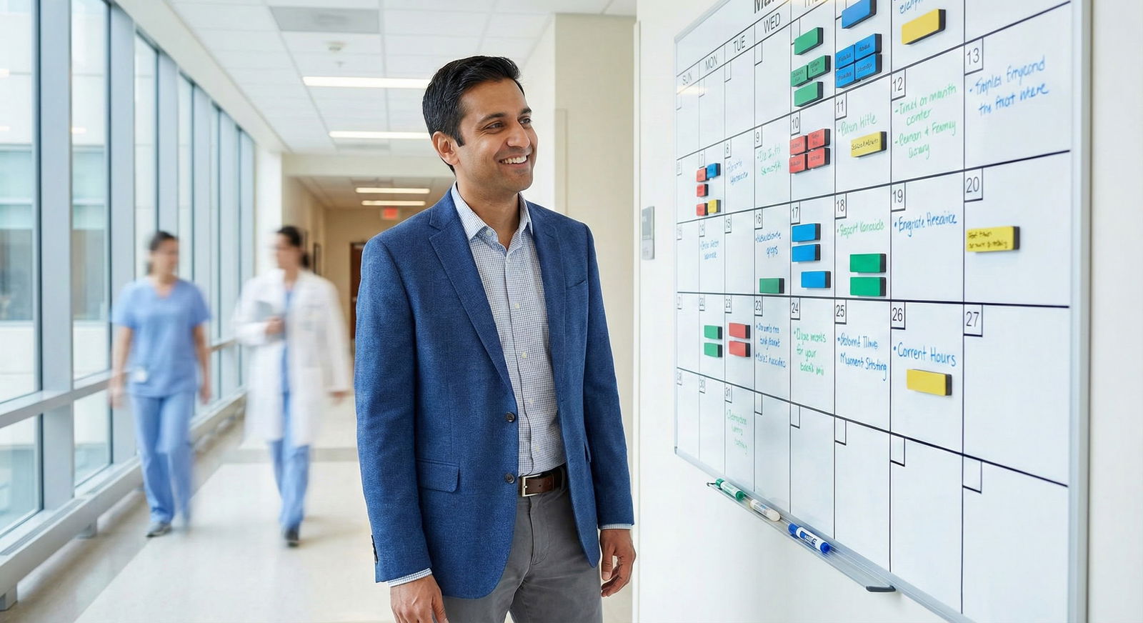 Experienced locums physician reviewing a multi-month schedule -  for Year 1 vs Year 3 in Locums: How Your Strategy Should Evo