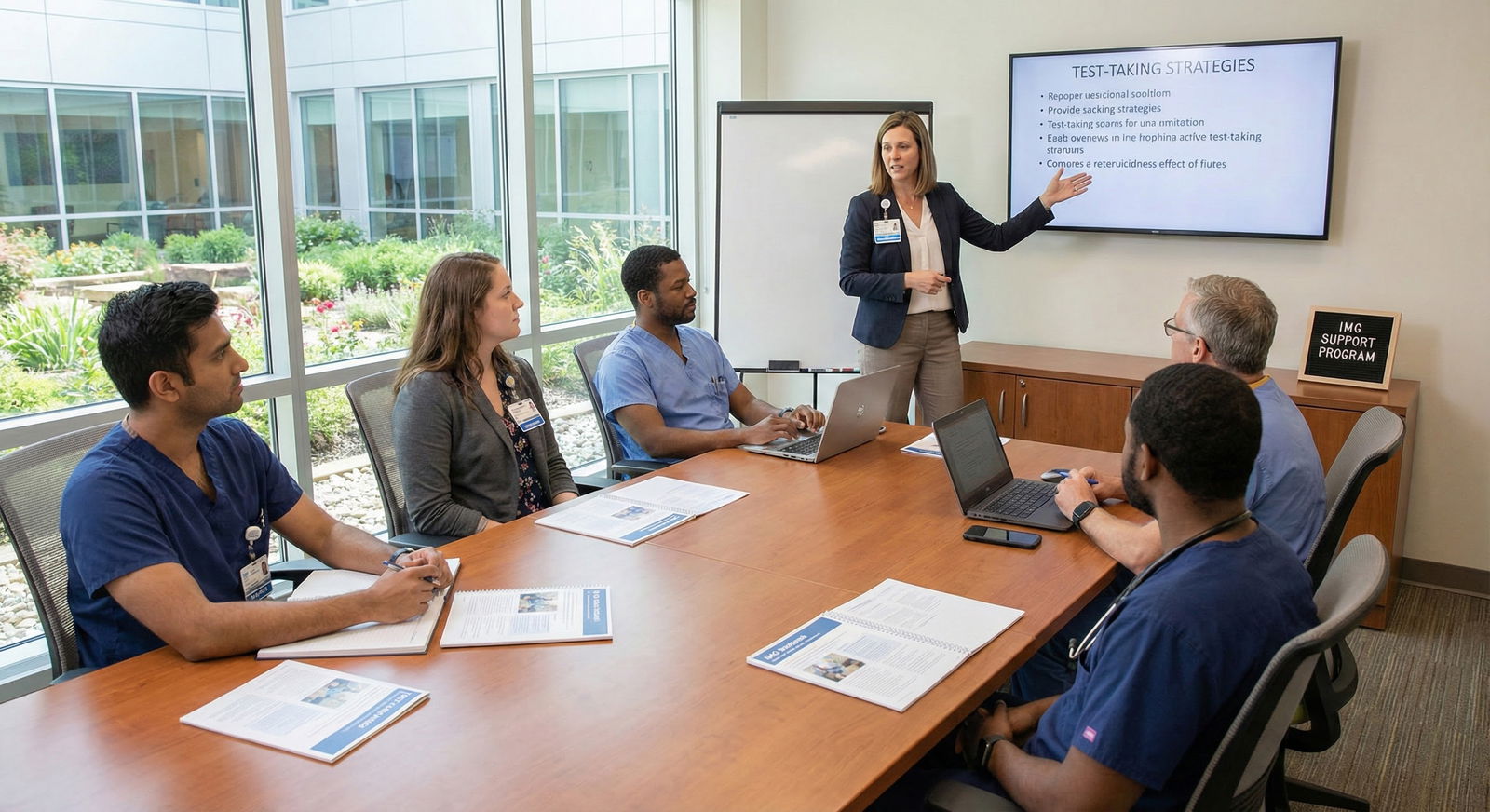 International medical graduate resident discussing visa planning with program coordinator -  for PGY-1 Year: Timeline for IMG