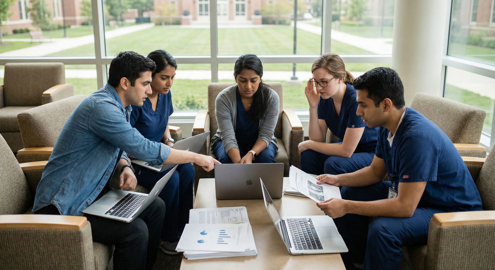 Resident and medical student reviewing patient chart on a computer -  for How to Use Clerkships to Replace the Signaling Powe