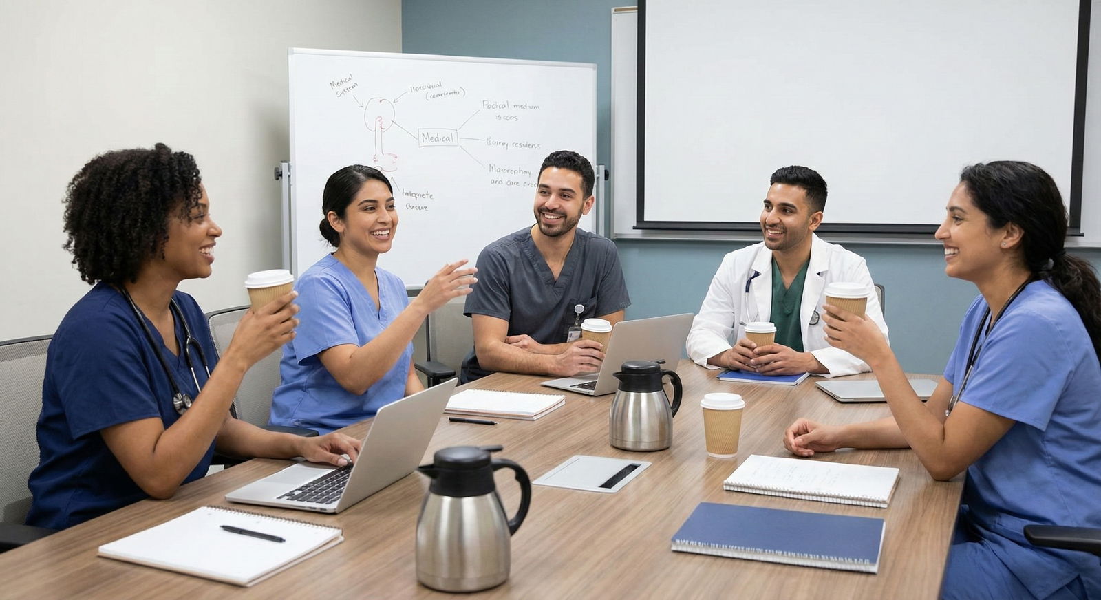 Medical student working with faculty mentor in an office -  for How Many Mentors Do I Really Need at Each Stage of Medical Tr