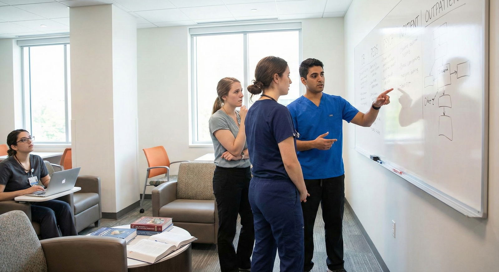 Resident physician and program director discussing scheduling and exam planning -  for Managing Step 3 Prep After Burnout or