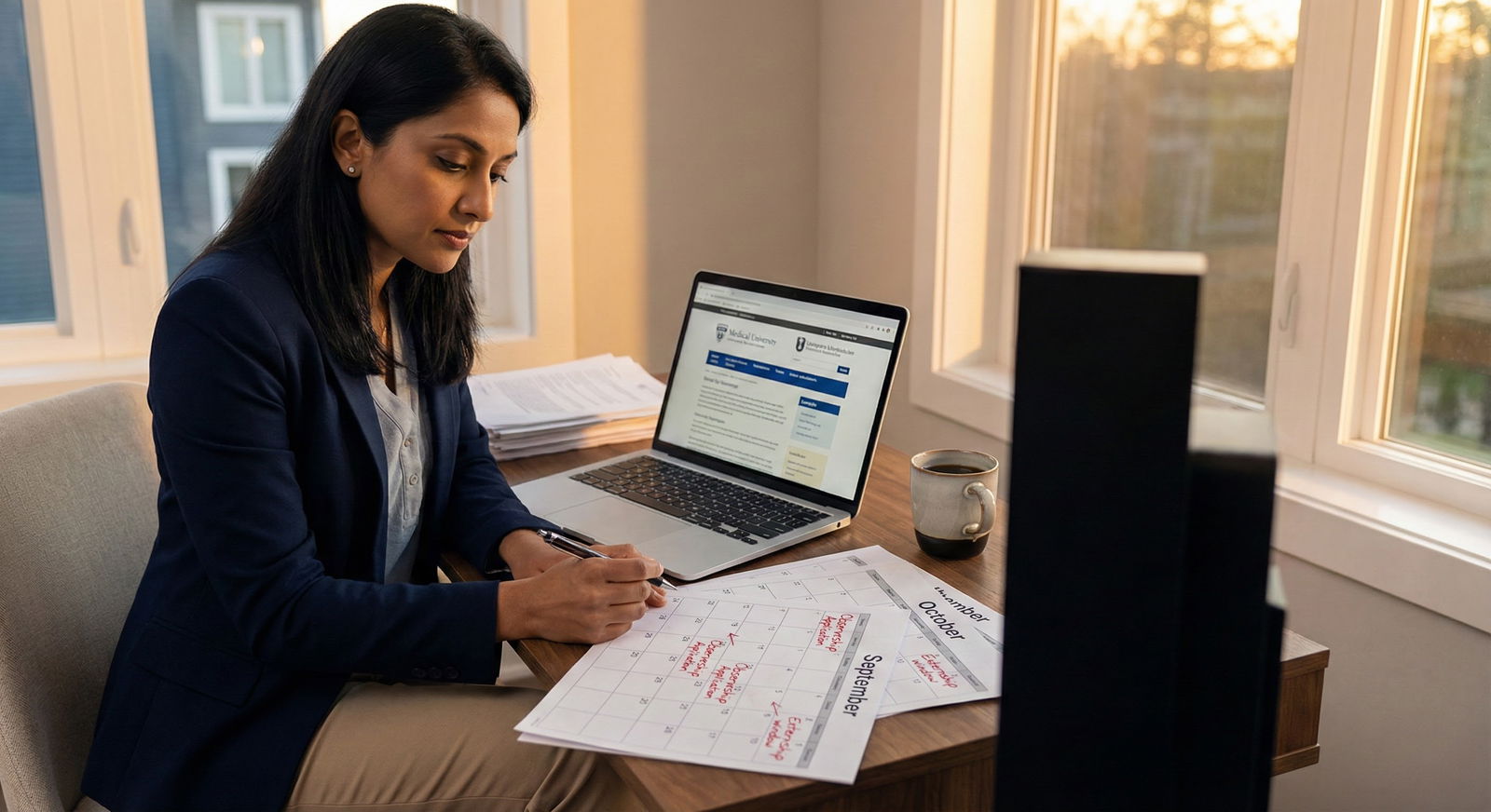 Stressed international medical graduate looking at residency application timelines on laptop at night Stressed international medical graduate looking at residency application timelines on laptop at night - for I Graduated 7+ Y