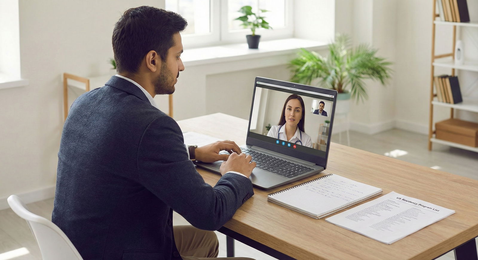 IMG reviewing residency interview notes and ranking programs on laptop -  for Should IMGs Rank All Programs That Interview Th