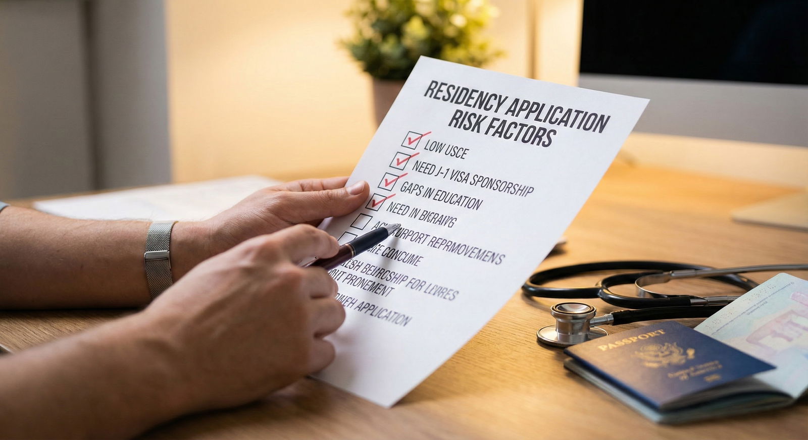 International medical graduate highlighting risk factors on a printed checklist -  for How Many Programs That Sponsor My Visa