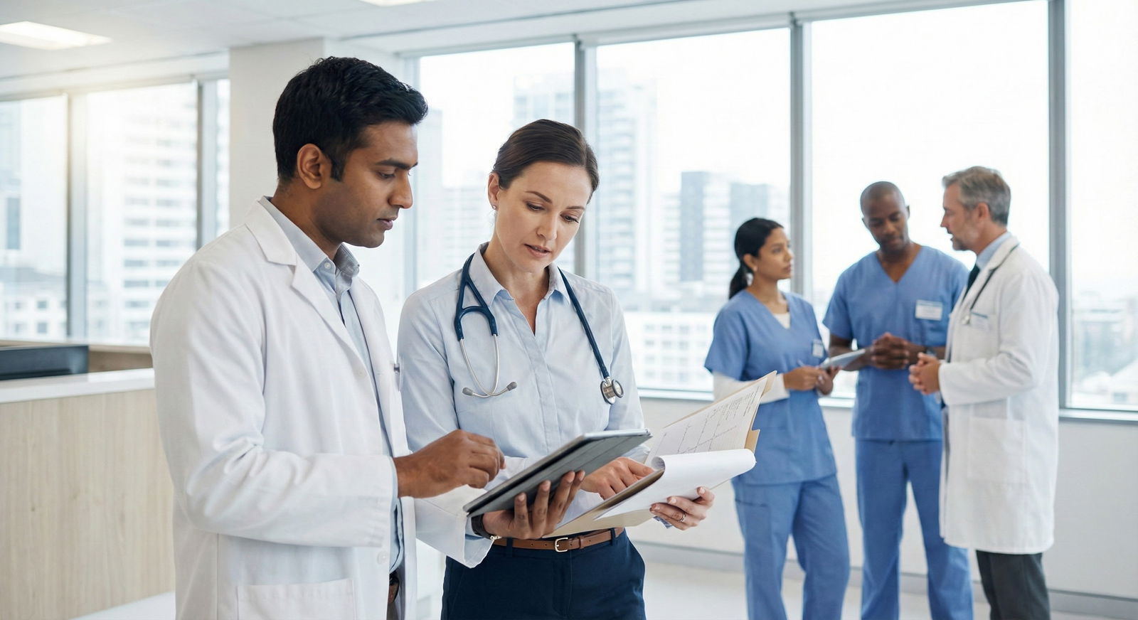 International medical graduate in a US hospital ward discussing a case with an attending -  for If You Can Afford Only One US