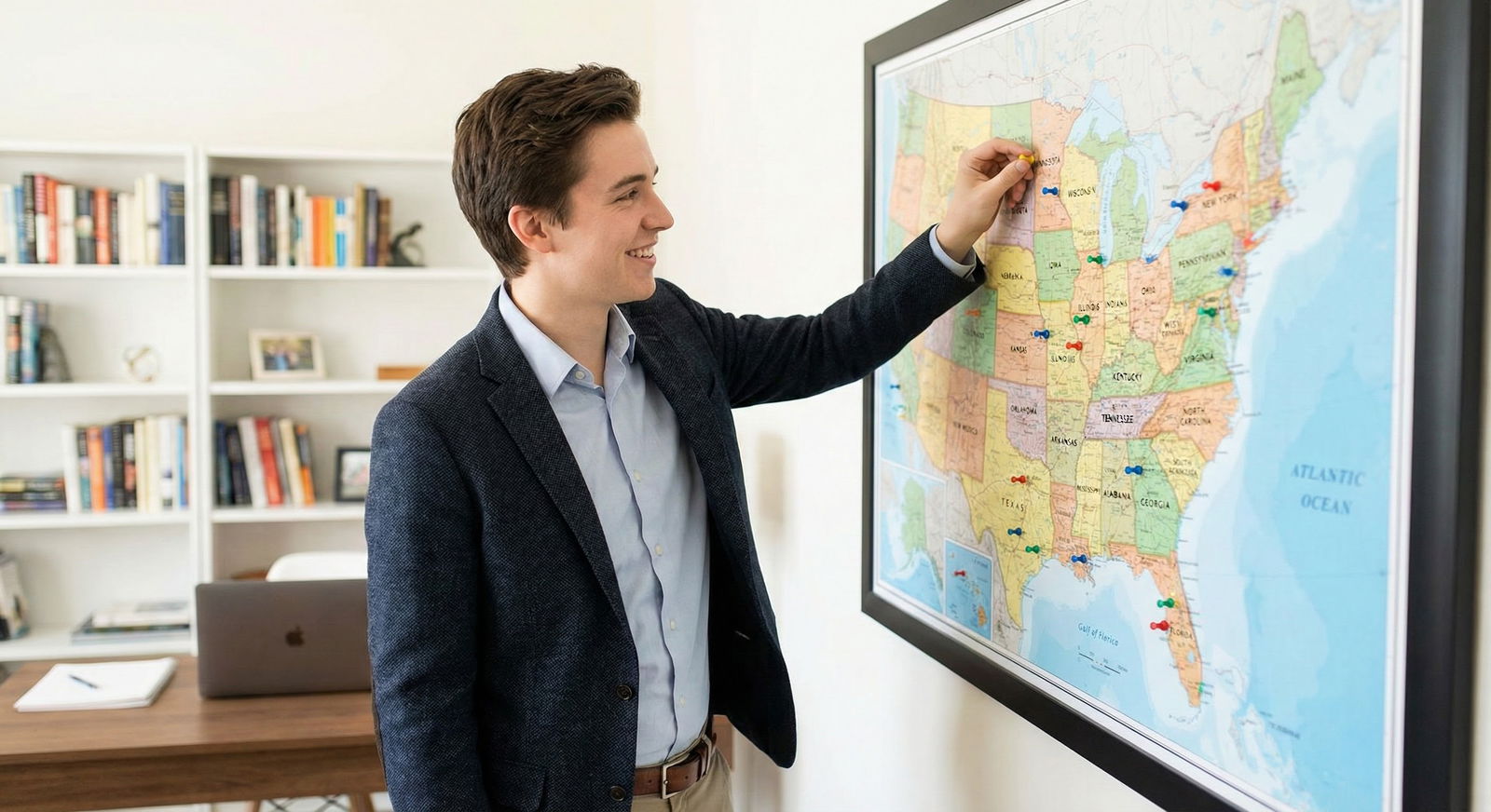 International medical graduate marking IMG-friendly states on a large wall map of the United States -  for Which Regions Host