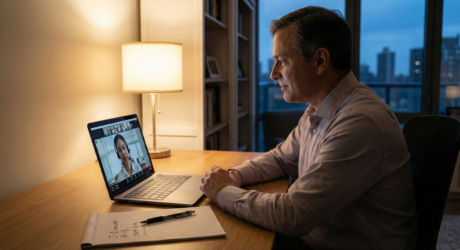 International physician on video call with recruiter discussing visa options -  for Handling a Visa-Dependent Job Search: Str