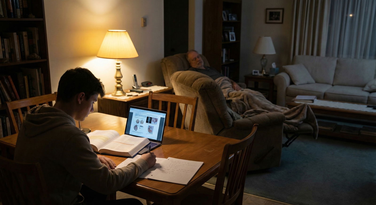 Late night Step 2 review during a family emergency -  for Managing Step 2 Prep During a Personal Crisis or Family Emergency