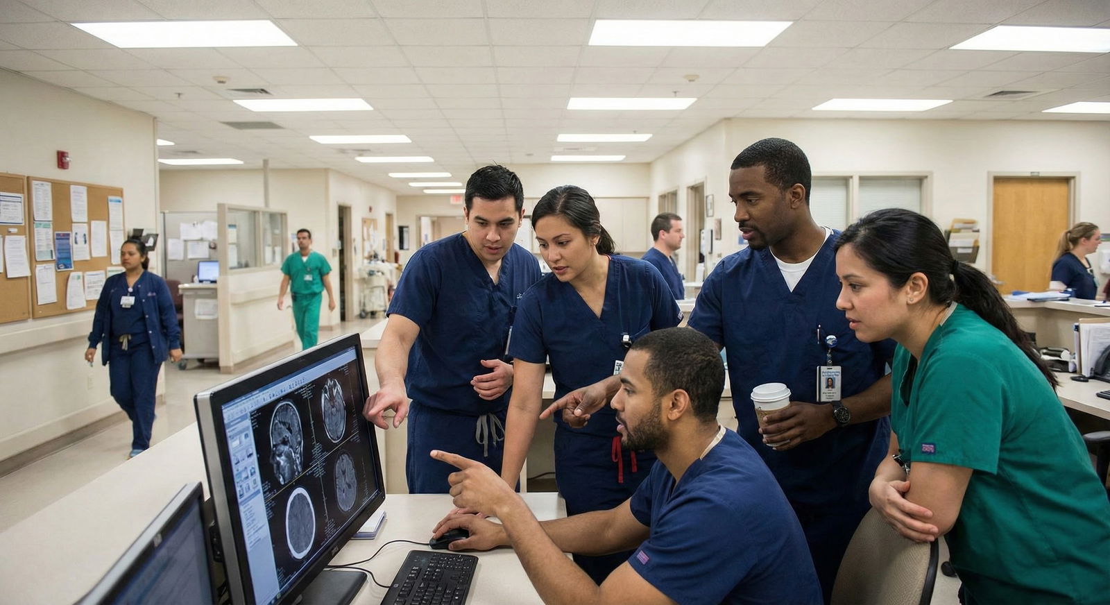 Surgical residents reviewing competitive specialty match data -  for How Do I Compare Competitiveness Between Similar Surgica