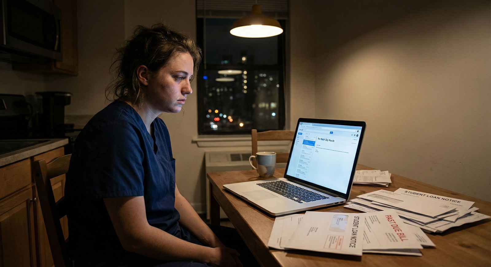 Medical graduate in casual clothes working on research in a small office -  for Should I Accept Any SOAP Offer or Wait and Re