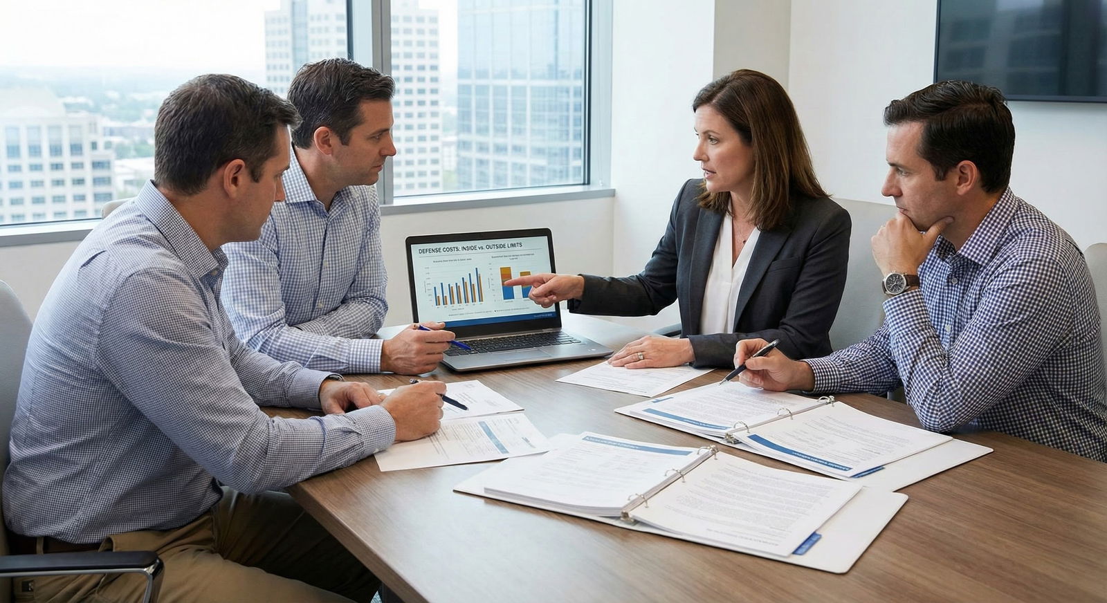 Medical group meeting with insurance broker about malpractice coverage -  for What’s the Difference Between Defense Costs Ins