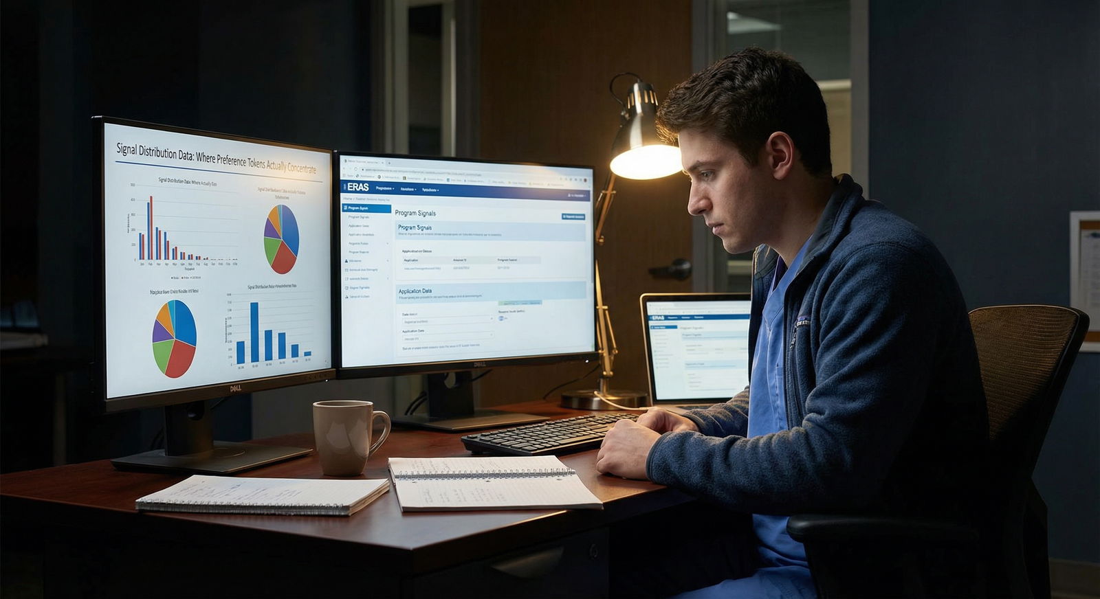 Medical residency applicants analyzing program signal distribution data on a laptop -  for Signal Distribution Data: Where Pr