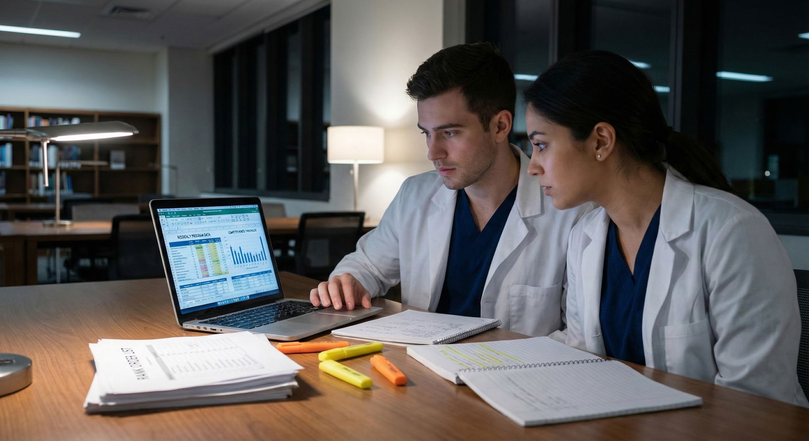 Medical residency applicants reviewing rank lists with data charts on a laptop -  for Ranking Too Few Programs: Data‑Driven T