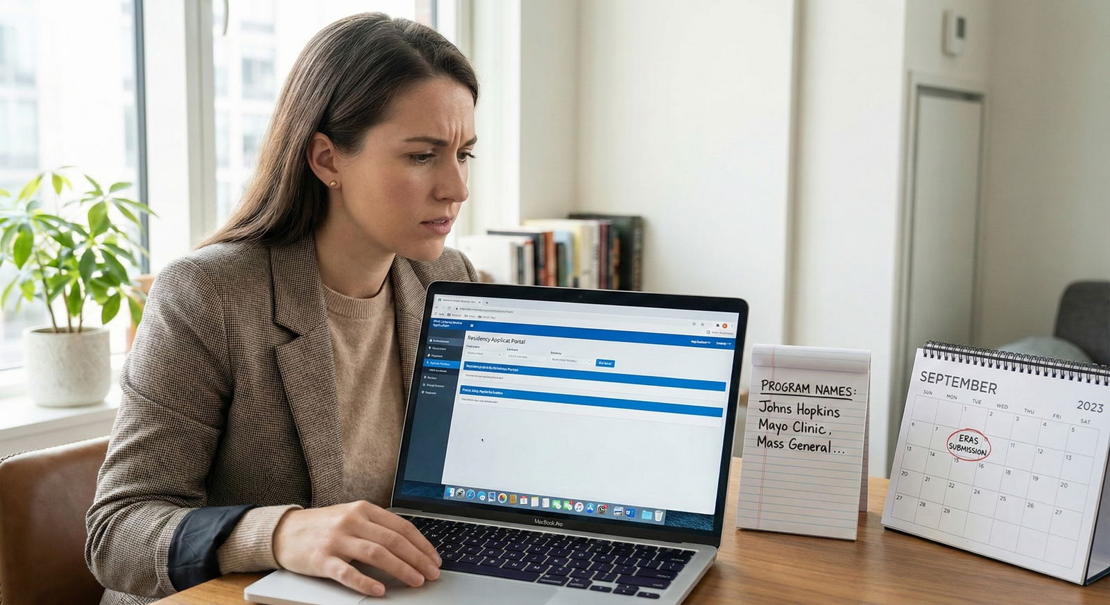 Medical resident applicant reviewing ERAS application dates on a laptop -  for If I Add Programs Later, Do They See My Origin