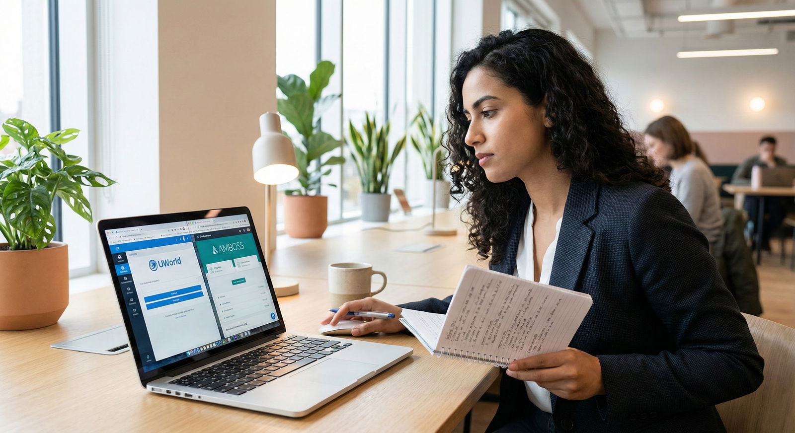 Medical student staring anxiously at laptop while studying for board exams late at night -  for Low Q-Bank Percentages Weeks