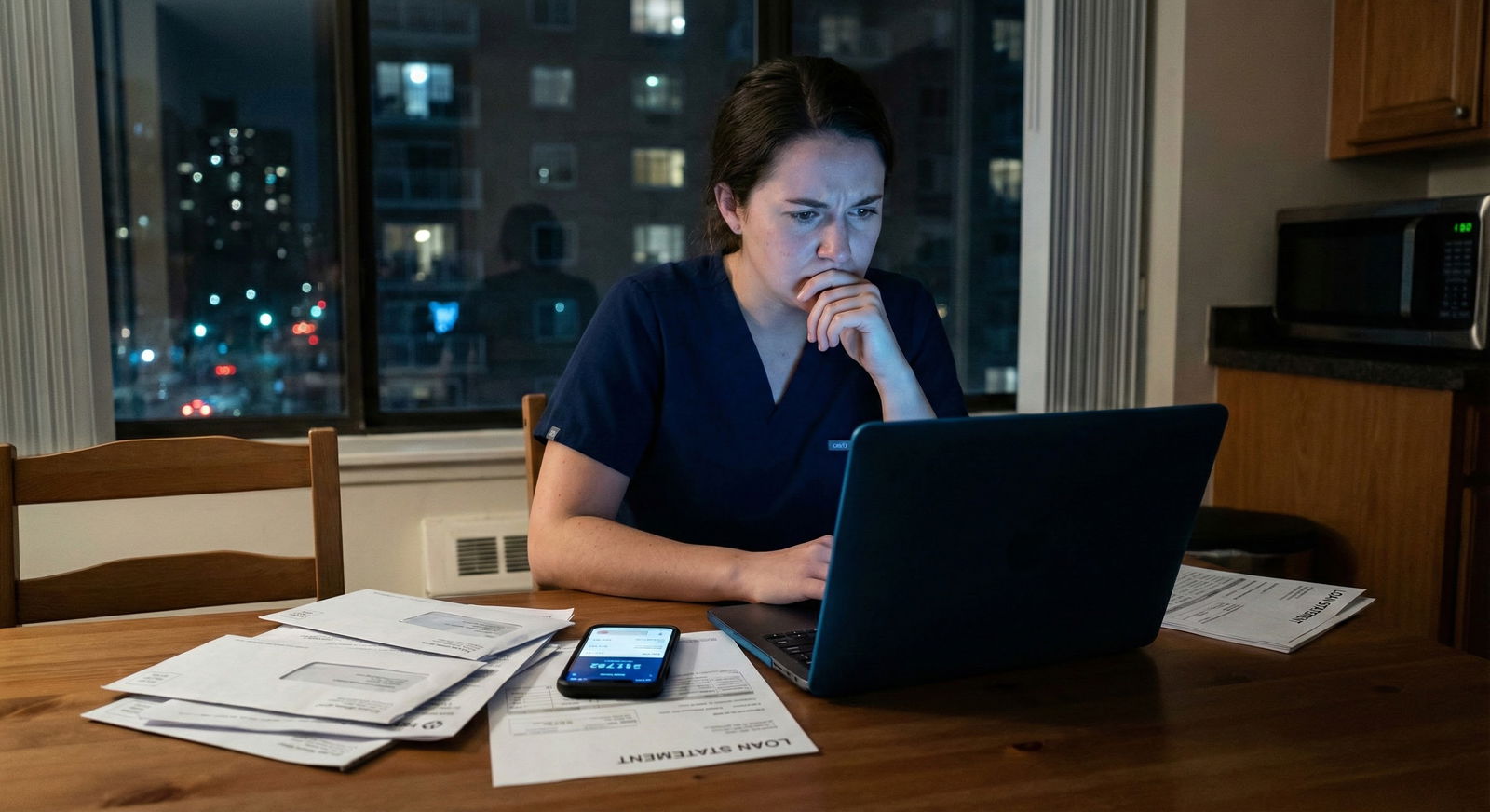 Dual physician couple reviewing job offers and maps together -  for Dual-Physician Couple: Coordinating Lucrative Careers and