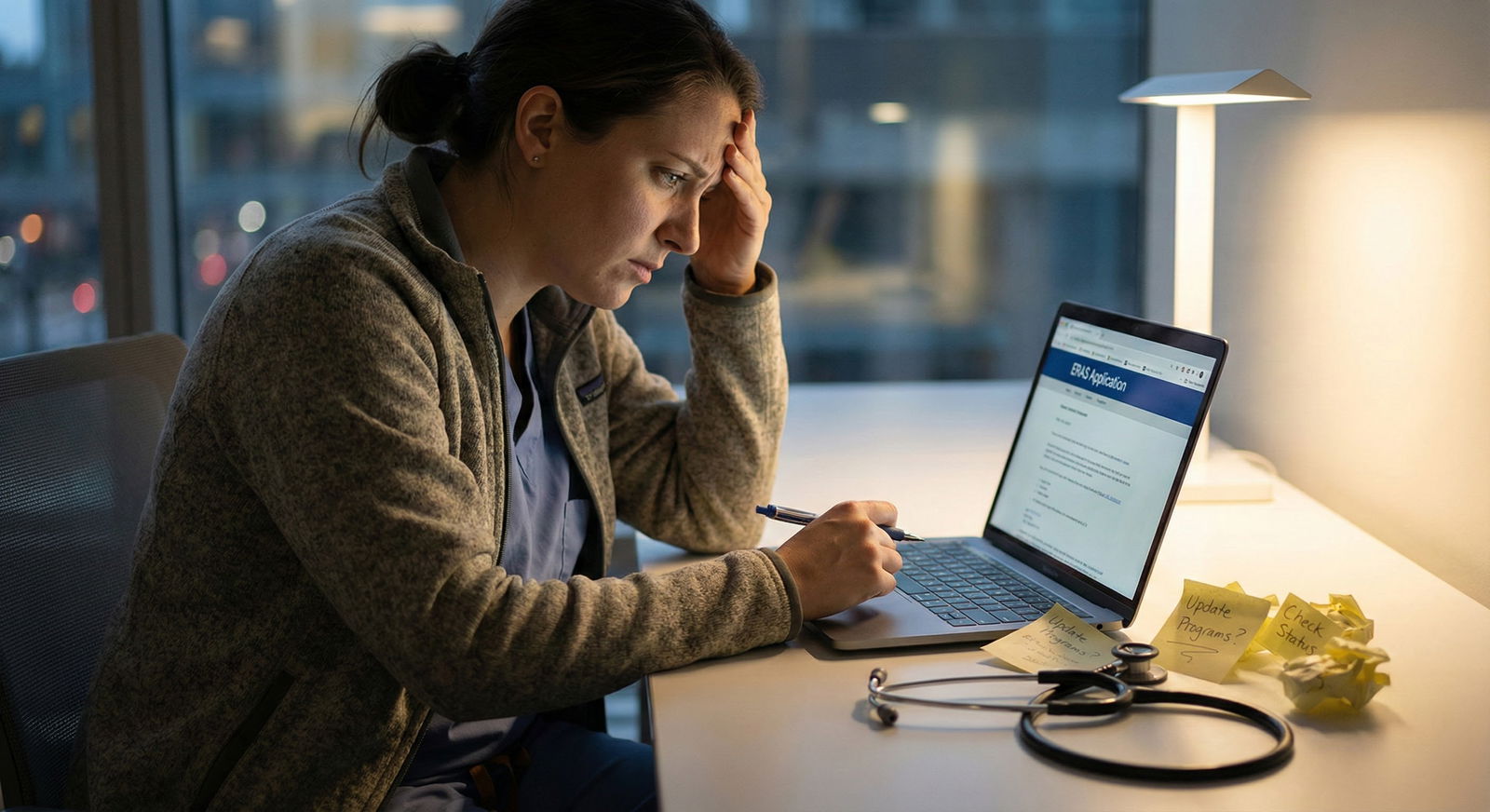 Resident physician confidently walking through hospital hallway -  for When to Submit ERAS If You’re Reapplying and Reusing O
