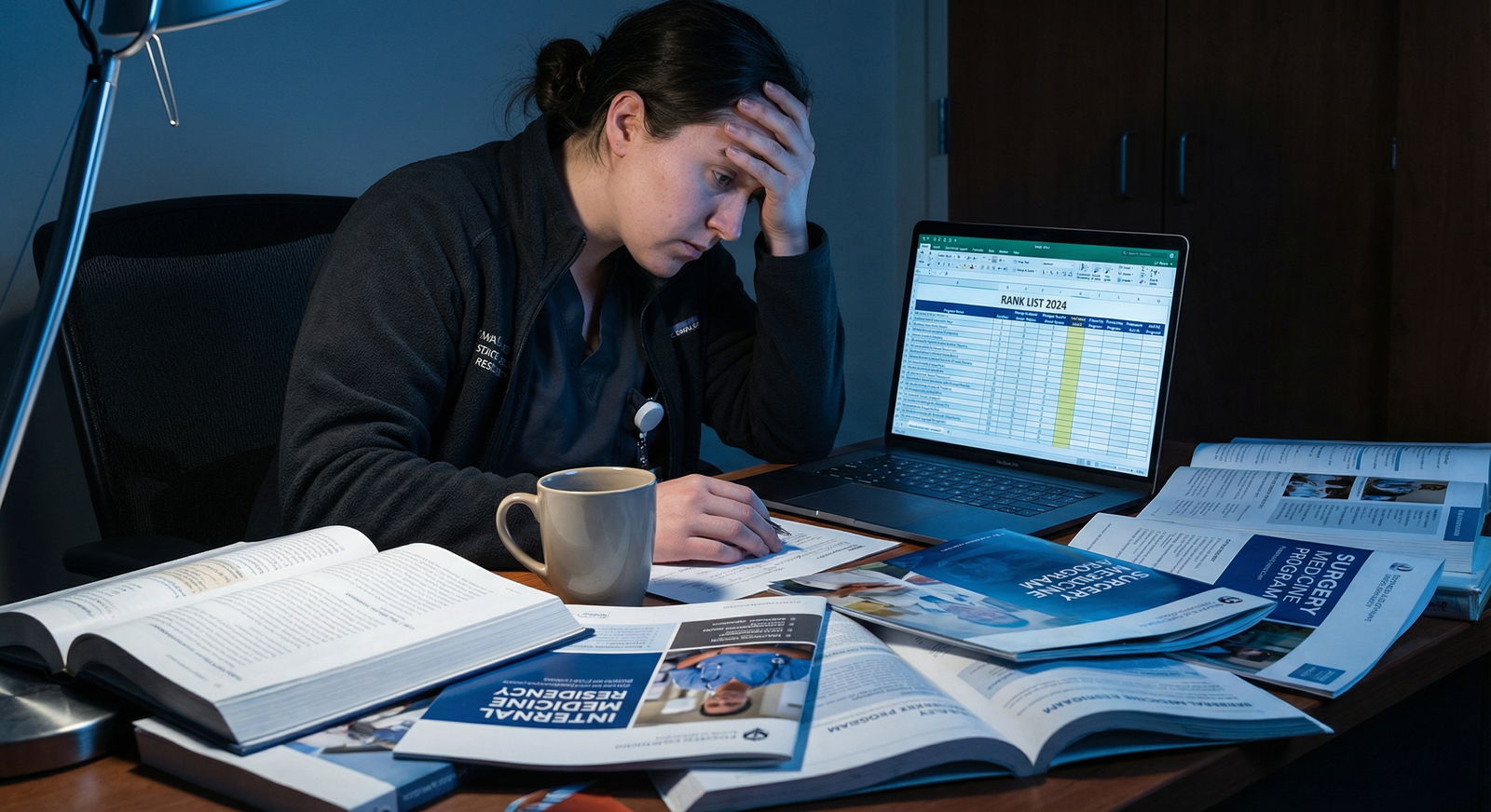 Medical resident sitting at desk comparing residency programs -  for Breaking Deadlocks: A 5‑Question Checklist for Close Ran