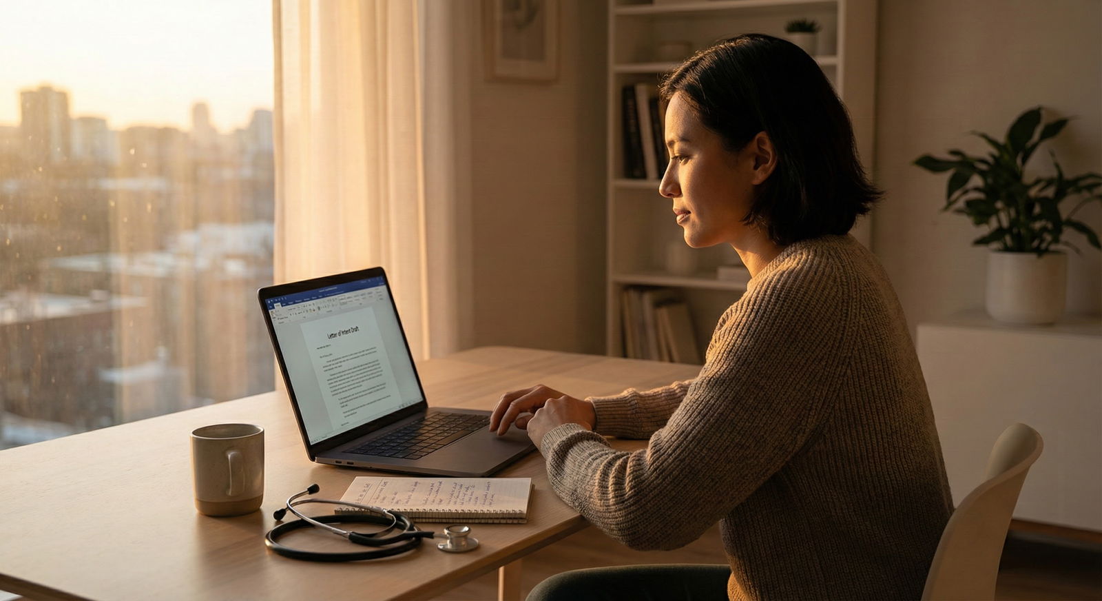 Medical school reapplicant reviewing notes and drafting a letter of intent -  for If You’re Reapplying This Year: Using LOIs