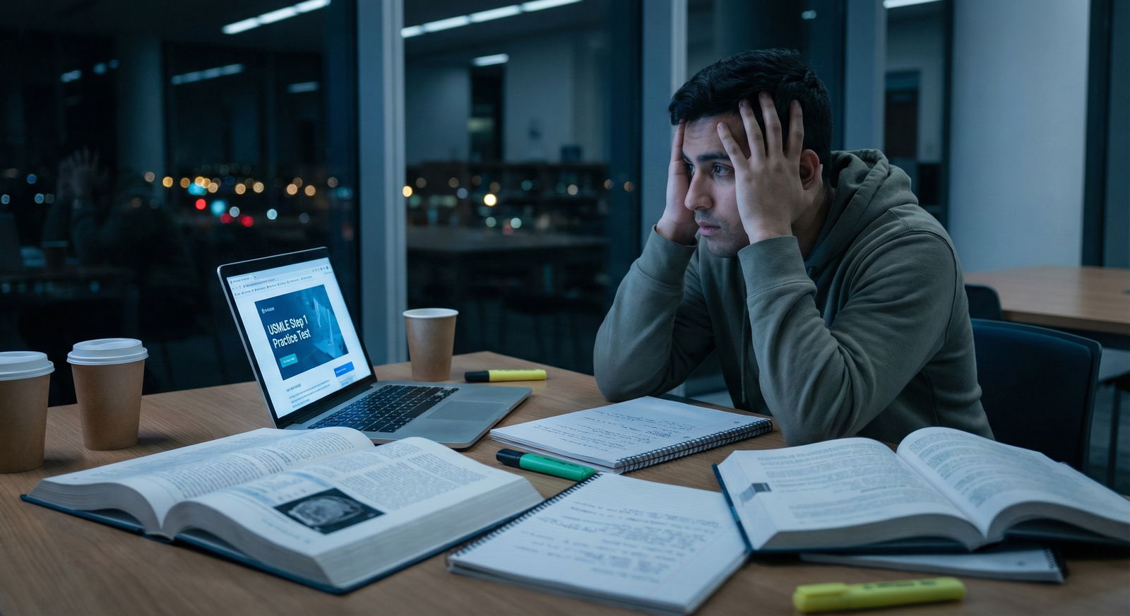 Medical resident reviewing USMLE score reports -  for Will Step 1 P/F Hurt My Chances at Highly Competitive Residencies?